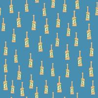 Funny glass bottle seamless pattern on blue background. Alcohol bar bottles in doodle style. vector