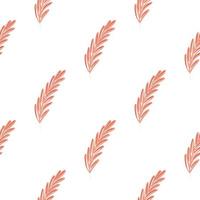 Isolated seamless pattern with pink feather silhouettes. White background. Minimalistic ornament. vector