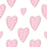 Pink hearts with white stars seamless pattern vector