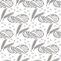 Spikelets of wheat and bread seamless pattern vector