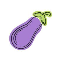 Vector eggplant line and abstract spot on white isolated background.
