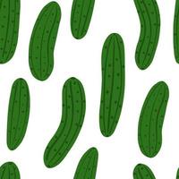 Seamless pattern with cucumber on white background. vector