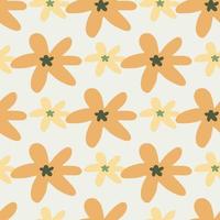 Floral seamless pattern with small and middle daisy flowers in orange and beige tones. vector