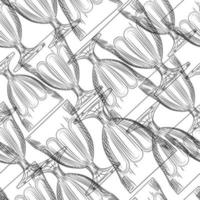 Hand drawn transparent glasses seamless pattern on white background. vector