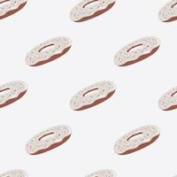 Light seamless donuts silhouettes pattern. Tasty food backdrop with simple stylized print. Minimalistic sweet backdrop. vector