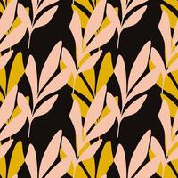 Seamless pattern with geometric leaves in retro style. vector