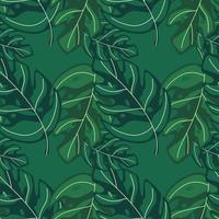 Tropical monstera leaves seamless repeat pattern . Exotic plant. vector