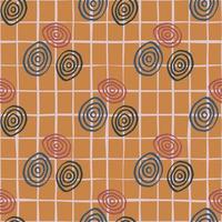 Vintage spirals seamless pattern on line background. Line drawing.Artistic backdrop. Circle shape. vector
