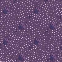 Botanic tulip outline flowers seamless pattern in purple colors. Background with dots. Simple stylized artwork. vector