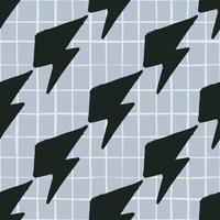 Geometric black thunder backdrop seamless pattern on lines background. Lightning bolts. Thunderbolt wallpaper. vector