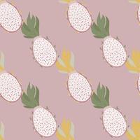 Pastel palette seamless pattern with pitahaya silhouettes. Simple fruit shapes on pink background. vector