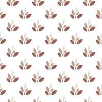 Isolated ornament leaves seamless pattern. Brown and yellow elements in autumn tones. White background. vector