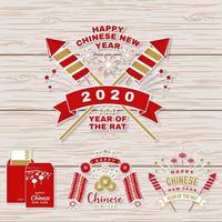 conjunto de diseño de pegatinas de feliz año nuevo chino. vector. parche de año nuevo chino o tarjeta de felicitación. vector