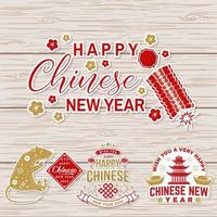 Set of Happy Chinese New Year sticker design. Vector. Chinese New Year patch or greeting card. vector