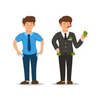 Poor man and rich man character set cartoon illustration vector