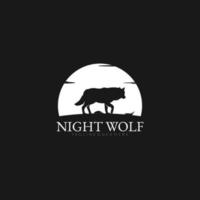 Night wolf logo design inspiration. Wolf silhouette logo template. Vector Illustration
