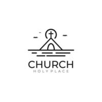 Church logo design inspiration. Church line art logo template. Vector Illustration