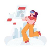 Metaverse concept vector Illustration idea for landing page template, meta universe digital technology environment, online virtual platform, 3d augmented reality and cyberspace, Hand drawn Flat Style