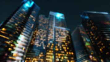 Abstract blurred bokeh at night of city as for business district background photo
