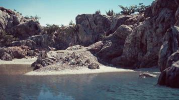 coastal view of a sand beach with cliffs video