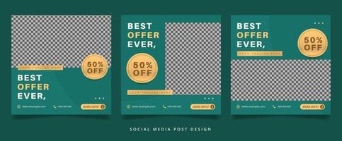 Set of Minimalist Green Fashion Flyer or Social Media Banner vector