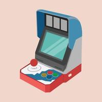 Arcade machine with red and blue colors buttons. Gaming machine 90s. Vector illustration flat.