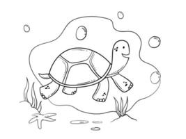 Hand drawn turtle outline illustration vector