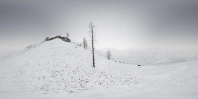 vr 360 camera above the snow rocky mountains ridges in a cold polar region photo