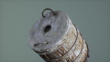 Old used rusted wooden bucket photo