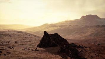 Rock formations in desert of Wadi Rum photo