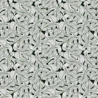 Abstract outline random seamless pattern with contoured monstera leaves print. Natural exotic backdrop. vector
