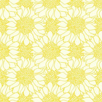 Abstract sunflowers flowers seamless pattern in yellow and white colors.