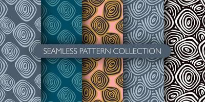 Set of hand drawn abstract geometric circles seamless pattern. Crossed arc wallpaper collection. vector