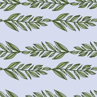 Botanic doodle seamless pattern with foliage branches. Blue background with green leaves. Stylized artwork. vector