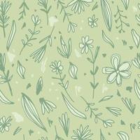 Abstract flowers seamless pattern in sketch style. Scribble floral endless wallpaper. Floral backdrop vector