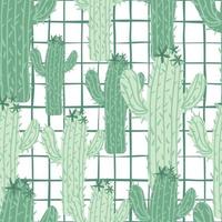 Abstract cactus seamless pattern. Greeny cacti wallpaper. Geometric botanical exotic background. vector