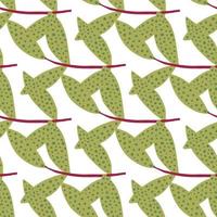 Seamless pattern with olive colour branches. White isolated background. vector