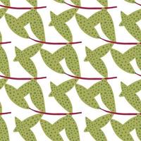 Seamless pattern with olive colour branches. White isolated background. vector