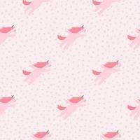 Minimalistic baby seamless pattern with simple unicorn silhouetes. Light pink background. vector
