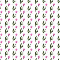 Geometric tulip flower seamless pattern isolated on white background. Botanical design. vector
