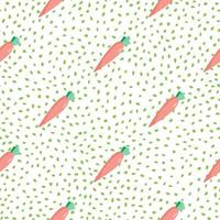 Doodle carrots backdrop. Hand drawn carrot seamless pattern on dots background. vector