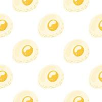 Isolated breakfast seamless pattern with omelette ornament. Meal with eggs in pastel tones with yellow yolk on white background. vector