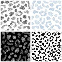Set of abstract leopard skin seamless pattern. Wild cat texture repeat. vector