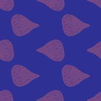 Purple fig seamless pattern with navy blue contrast background. Decorative food backdrop. vector