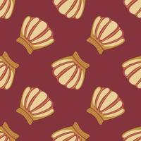 Geometric seashells seamless pattern in vintage style. Abstract sea ocean shell endless wallpaper. vector