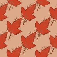 Geometric red maple leaves seamless pattern. Autumn leaf wallpaper. vector
