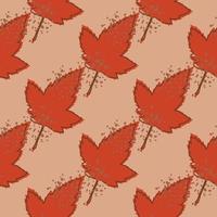 Geometric red maple leaves seamless pattern. Autumn leaf wallpaper. vector