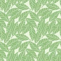 Random seamless pattern with green leafs on white background. Botanic backdrop. vector