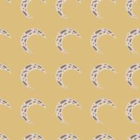 Abstract seamless pattern with light simple moon ornament. Yellow pale background. vector