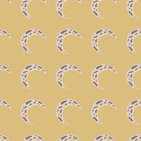 Abstract seamless pattern with light simple moon ornament. Yellow pale background. vector